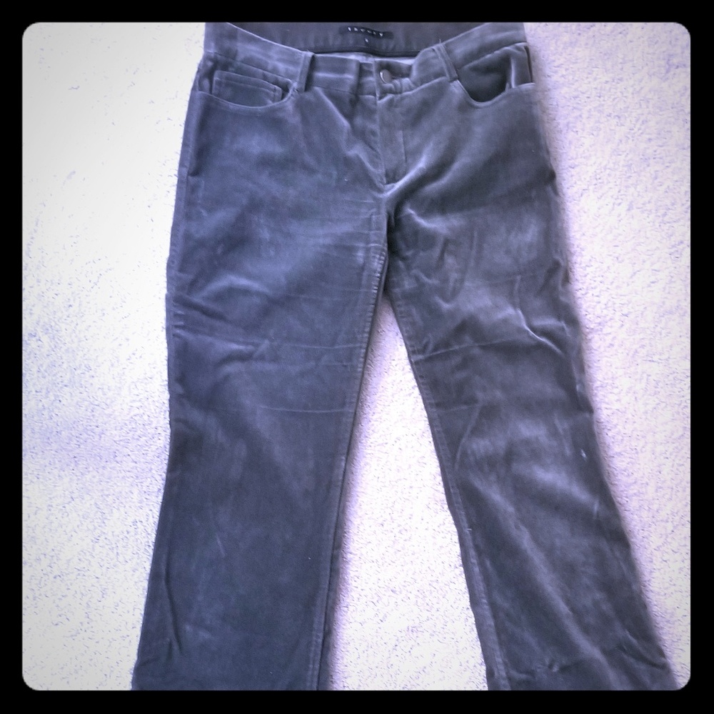 Theory velvet dark grey flare pants!